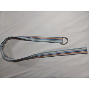 L.L.Bean Belt Mens Medium Large Blue Multi Stripe D Ring Webbing Casual